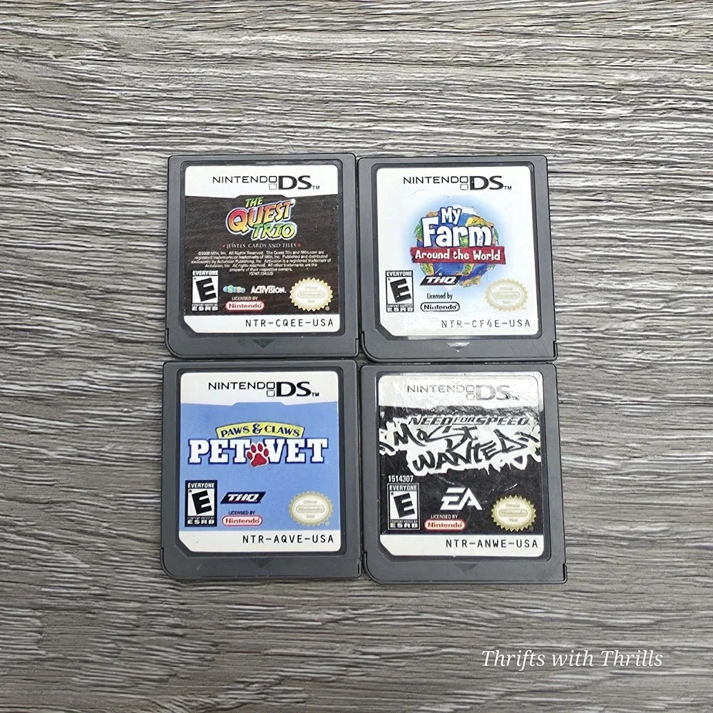 Nintendo DS Game Bundle - 4 Games - NFS MW, My Farm, The Quest Trio,‎ Pet Vet